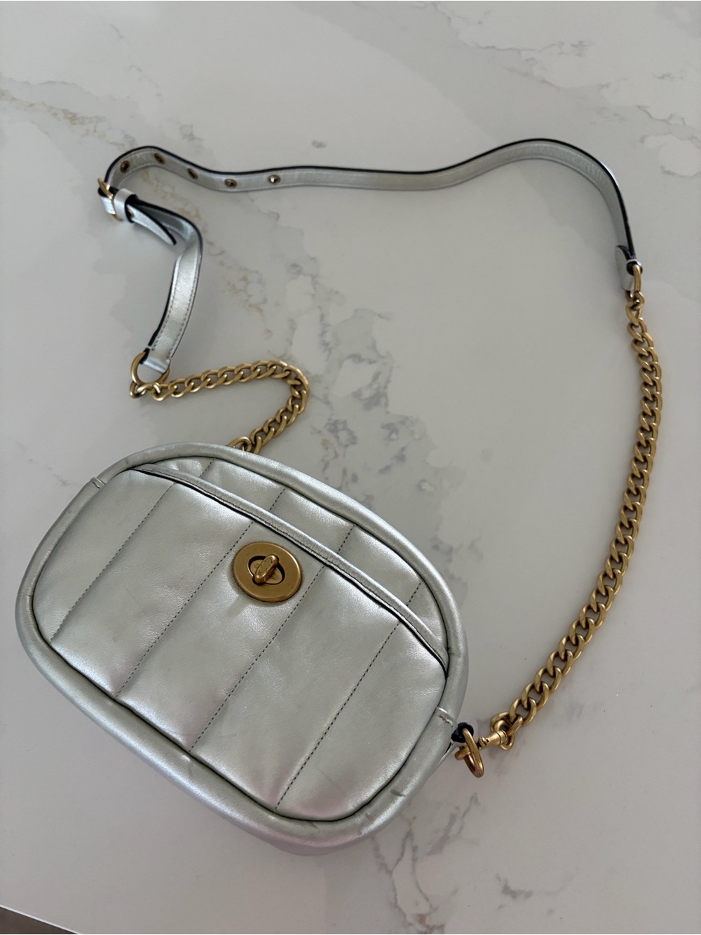 COACH cross body structured Napa leather bag